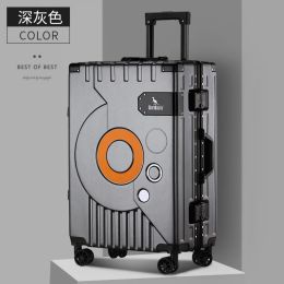 Luggage New Aluminum frame fashion travel luggage silent largecapacity trolley suitcase 20 inch suitcase carry on 24 inch password box