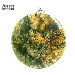 Pendant Necklaces Women & Men Fashion Jewelry Round Shape Pendants With Chain Wholesale Dendritic Moss Agate Quartz Gemstone BM781