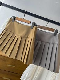 Skirts Tie Short Skirt 2024 Spring High-waisted Sexy Nightclub Party Student Pleated Mini With Shorts