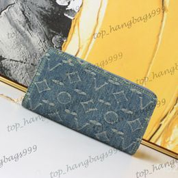 Luxury Brand Blue Denim Old Flower Long Zipper WEallet Purse Multi Pochette Card Holder Large Capacity Pocket M82958 19.5x10.5cm