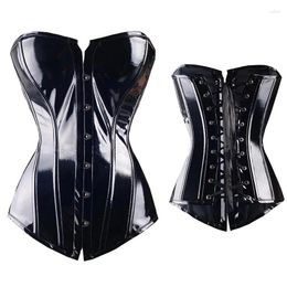 Women's Shapers QNPQYX Sexy Women PVC Overbust Corset Steampunk Lingerie Top-Goth Leather Waist Trainer Body Shaper