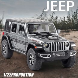 Car 1/22 Jeeps Wrangler Pickup Offroad Vehicle Alloy Model Car Simulation Sound And Light Diecast Metal Toy Collection Gift For Boy