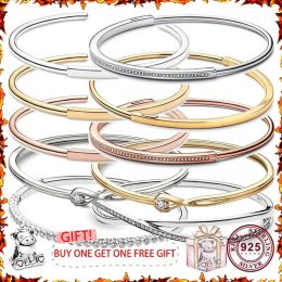 Strands New Popular 925 Silver Signature Series Id Meteor Women's Classic Open Signature Bracelet Suitable for Charming Jewelry