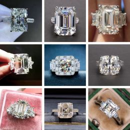 Bands New Fashion Big Square Crystal Stone Women Wedding Bridal Ring Luxury Engagement Party Anniversary Best Gift Large Rings