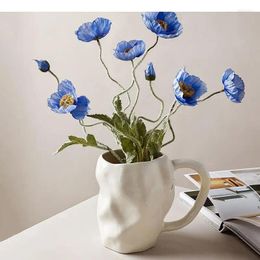 Vases Creative Irregular Ceramic Handle Vase Desk Decoration Crafts Flower Arrangement Flowers Pots Modern Home Decor Floral
