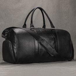 Bags Men Genuine Leather Travel Bag Duffel Large Capacity Travel Handbag Black Man Weekend Bag Carry On Luggage fitness bag sport bag