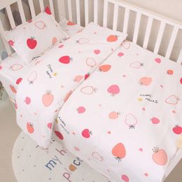 Baby Bedding Set 3 Pieces Layers Muslin Jacquard Crib Kit Duvet Cover Sheet Pillowcase Without Filler 240418