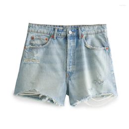 Women's Shorts Denim Pant 2024 Fashion Summer Ripped Trim High Waisted For Women Casual Chic Ladies