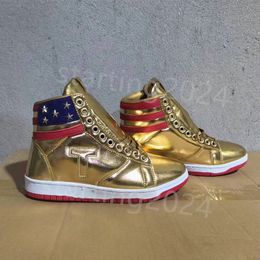 T trump basketball Casual Shoes The Never Surrender High-Tops Designer 1 TS Gold Custom Men Outdoor Sneakers Comfort Sport Trendy Lace-up Outdoor big size us 13 T22