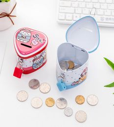 Cartoon Animals Money Box Tinplate Heart Shaped Piggy Bank With Lock Coin Collection For Kids Prizes 1 92hc E14074728