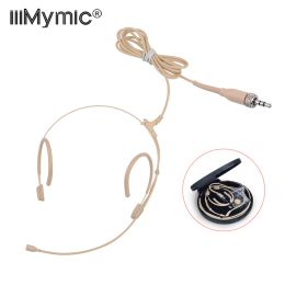 Microphones Upgrade Version Electret Condenser Headworn Headset Microphone 3.5mm Jack TRS Locking Mic For Sennheiser Body Pack Thick Cable