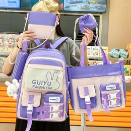Backpack Cute Five-piece Bag Girls Korean Junior High School Students Primary Oxford Cloth Tutorial Backpacks