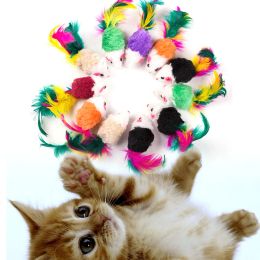 Toys 10pcs/lot Mini Colorful Cat Toys Plush False Mouse Toys for Cats Kitten Animal Funny Playing Cat Products Pet Cat Supplies