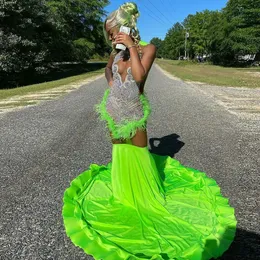 Green Prom Dresses For Black Girls 2k24 Diamond Rhinestone Birthday Occasion Party Gowns Vestidos De Gala