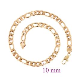 Necklaces MxGxFam ( 60 cm * 10 mm ) 18 Plated Gold Color 24 inch Heavy Figaro 3:1 Chian Necklace For Men Fashion XP Jewelry HIP HOP