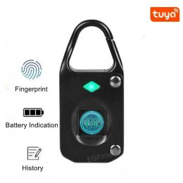 Control Tuya Bluetooth Mini Fingerprint Padlock Keyless Antitheft Luggage Case Smart Lock APP Control Unlock