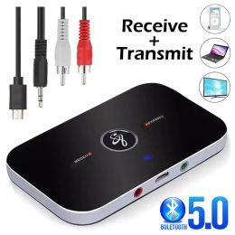 Adapter Bluetooth 5.0 Audio Receiver Transmitter 300Mah Battery 3.5mm AUX Jack Stereo Music Wireless Adapters For TV Car PC Headphone