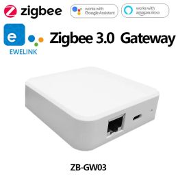 Control Zbgw03 Zigbee 3.0 Smart Ethernet Bridge Wifi Gateway Hub Zigbee Products Can Be Flashed Connect Ewelink App with Alexa Google