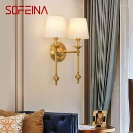 Wall Lamps SOFEINA American Brass Lamp Indoor Living Room Bedroom Bedside Retro Villa El Corridor Hallway Lampl