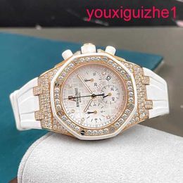 AP Female Wrist Watch Royal Oak Offshore Series 37mm Diameter Automatic Mechanical Rubber Fashion Casual Unisex Luxury Watches 26092OK.ZZ.D010CA.01 Silver White