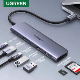 Hubs Ugreen Usb C Hub Type C 3.1 to Hdmi 4k Sd Tf Pd 100w Adapter for Book Ipad Pro Air M2 M1 Pc Accessories 5gbps Usb C 3.0 Hub