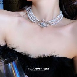 Classic Layered Strand Round Pearls Beads planet Collar Choker Necklace For Women Irregular Baroque Pearl Pendant Wedding Necklace Gift