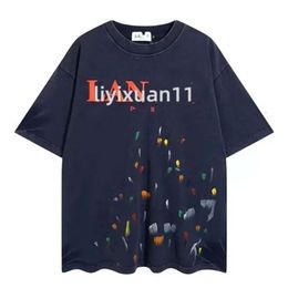 Brand Lavines Shirt Designer High Quality 2023 New Nice Clothing Summer Fashion Lavinss Speckled Letter Print and Casual Short Sleeve La 8045