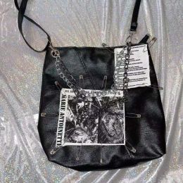 Hobos HAEX Y2k Harajuku Bolso Mujer Patchwork Chains Punk Women's Bag 2022 Trend Fashion E Girl Gothic Ladies Crossbody Shoulder Bag
