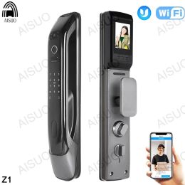 Control AISUO Z1 WIFI APP Mobile Phone Remote Unlock With Camera Fingerprint Magnetic Card Password Key Fully Automatic Smart Door Lock