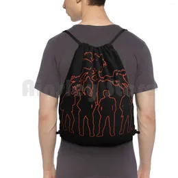 Backpack Irish Stars In Red Outline Glow Drawstring Bag Riding Climbing Gym Joshua Tree Black Silhouette