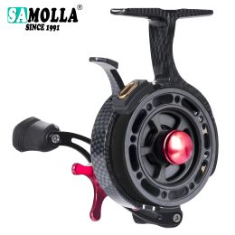 Accessories SAMOLLA New Ice Fishing Reels Winter Coil Highfoot 3.5:1 Portable Ultra Smooth Magnetic Drop System Inline Ice Reel 8KG Drag