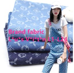 L1-L24 Polyester Four sided stretch fabric custom French brand designer series alphabet pattern fabric for skirt pants clothes sewing