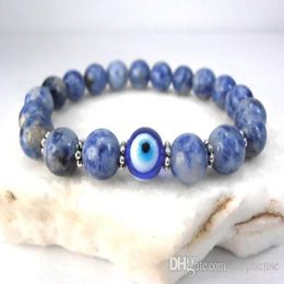 SN0577 Jasper Evil Eye bracelet Good luck Eye Charm bracelet Blue and white stone bracelet For Mens311r