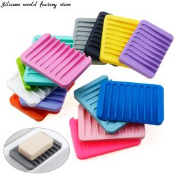 Dishes Silicone World Silicone Soap Holder Soap Drain Dish Bathroom Tilt Drain Soap Box Portable Sponge Tray Kitchen Storage Rack