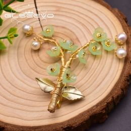 Jewellery GLSEEVO Natural Pearl Resin Flower Handmade Tree Brooch For Women Party Beautiful Brooches Broche Femme Bijoux Jewellery GO0336