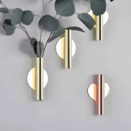 Vases 1pc Minimalist Gold Non Punching Multifunctional Wall Decoration Creative Flower Vase Nordic Style Hanging Tube