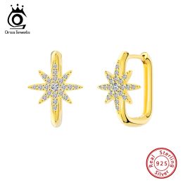 Earrings ORSA JEWELS 925 Sterling Silver Clear AAAA CZ Snowflake Earrings for Women Simple Wedding Anniversary Silver Fine Jewellery APE123