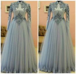 Modabelle 2018 Lace Appliques Muslim Evening Dress with Long sleeves Saudi Arabia 3D Flowers Prom Dresses Aline Vestido de Festa9548643