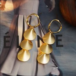 New designed Tassel ear stud women's cool simple long earrings Ginkgo leaf punk style luxury hanging earring Designer Jewelry228Y