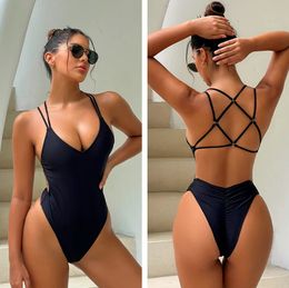 2024 Backless Sexy Swimsuit Pad Beach Swimwear Women Mujer Trikini Stroj kapielowy Maio Biquini Badpak Maillot Femme 240411