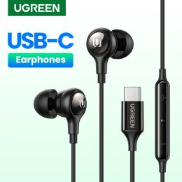 Headphones UGREEN USB Type C Earbuds Wired Earphones Microphone Headphones HiFi Stereo For iPhone 15 Pro Samsung Galaxy S21 Google Pixel 5