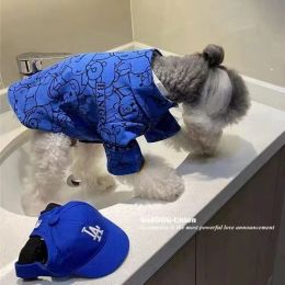 T-shirts Pet Dog Clothes Klein Blue Shirts for Dogs Clothing Cat Small Bear Print Cute Thin Spring Summer Fashion Boy Pet Products 2023