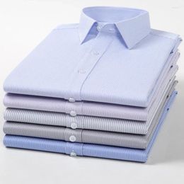 Men's Dress Shirts Quality Elasticity Anti-Wrinkle Men Shirt Long Sleeves For Slim Fit Camisa Social Business Blouse White