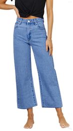 Women's Jeans Wide Leg Vintage Baggy High Waisted Cropped Casual Boyfriend Style Straight Denim Pants