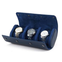 123 Slots Watch Roll Travel Portable Vintage Leather Display Watch Storage Box with Slid in Out Watch Organiser Drop 240418