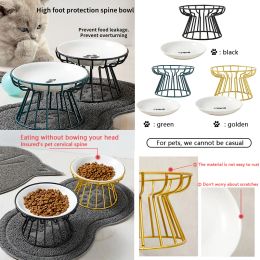 Supplies New Ceramic Raised Pet Bowl Food Water Treats for Cats Dogs Supplies Outdoor Feeding Drinking Accessories Doggie Cat Stand Bowl