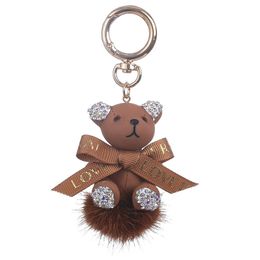 Cute Teddy Keychain Bling Gift Kawaii Backpack Charms Cartoon Bear Pendant Crystal Rhinestone Key Chains