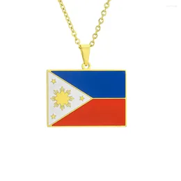 Pendant Necklaces I Love Philippines Flag Ethnic Style Stainless Steel City Necklace Men Women Blessing Gift Chain Jewelry