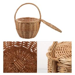 Baskets Wicker Flower Basket Handwoven Basket with Handle Portable Snack Storage Basket