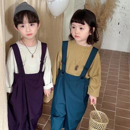 Trousers 2024 Summer Spring Baby Pants Fashion Children Strap Solid Boys Casual Romper Girls Sleeveless Jumpsuit Kids Clothes